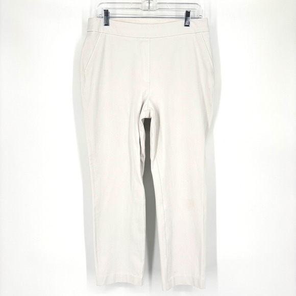 SPANX Slim Straight Ankle Pant Sz L High Rise White Stretch Pockets Pull-On Hold - Picture 3 of 13